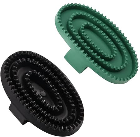 BORFUE Gummi-Striegel für Pferde, doppelter Pferdeschaber, Striegel, Gummi-Haarentferner, Kamm zum Ausfallen, Fellpflege, Pferde, 2 Stück (schwarz und grün)