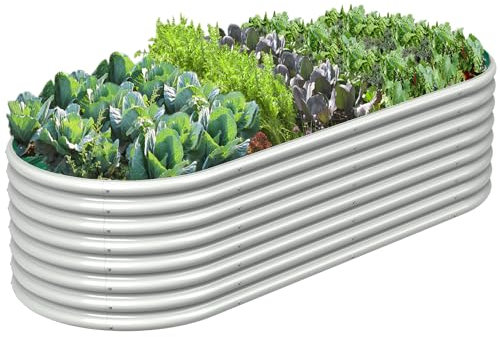 FRIZIONE 240(a)×120(b)×60(h) cm Metall Hochbeet, Groß Hochbeete Für Garten, Hochbeete-kit Gemüsebeet, Weiß