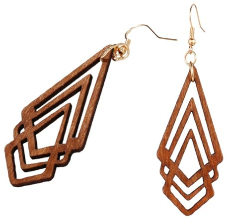 Yardenfun Rautenohrring Hohlohrring Holzohrring Ohrhänger Ohrschmuck Vintage Aus Holz Für Damen Und Alltag