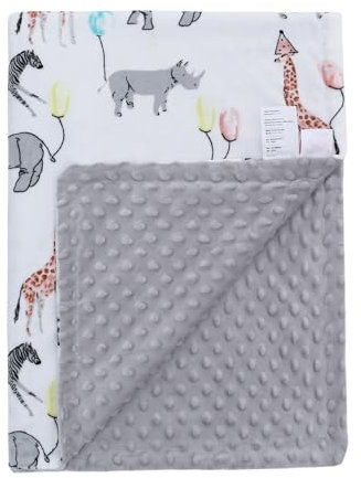 Babydecken Superweiche Neugeborene Schlafdecken Kinderzimmer Bettdecke mit Gepunkteter Rückseite für Kleinkinder Babys Mädchen Jungen (Ballon Elefant, S)