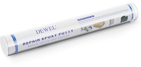 DEWEL Pâte à réparer epoxy 114g - Mastic de réparation multi-usages, perçable & ponçable - Mastic epoxy bicomposante étanche - Pour le métal/le bois/les plastiques durs/la céramique (Blanc,1 bâton)