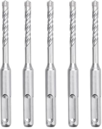 hsawbit 5PCS Masonry Drill Bits Set with SDS Plus Shank, 4mm x 110mm Hammer Drill Masonry Drills Tungsten Carbide Tip for Concrete, Brick, Cement Walls, Stone