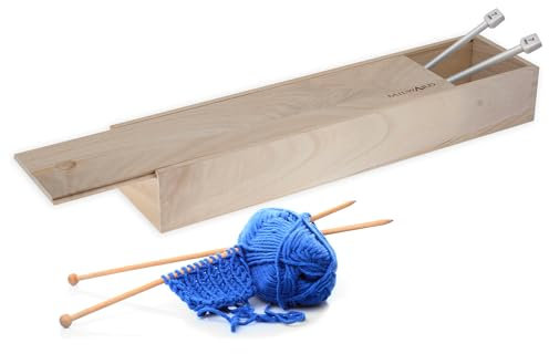 Milward Knitting Pin Box, Natural Wood, 10 x 41.4 x 6cm