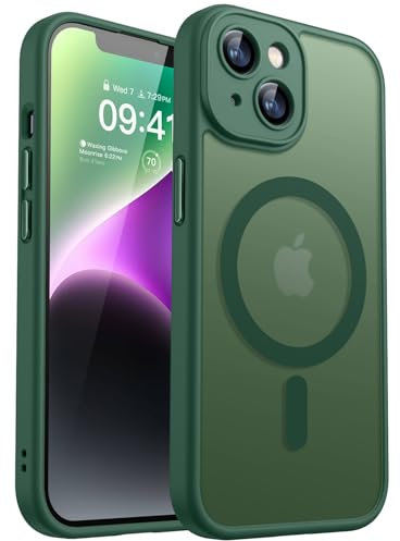 CANSHN 2024 Neu für iPhone 14 Hülle mit Kameraschutz für Magsafe (TOP Militärschutz & Magnetkraft) Extrem Haltbarkeit Hülle iPhone 14 Case Stoßfest, Dunkelgrün