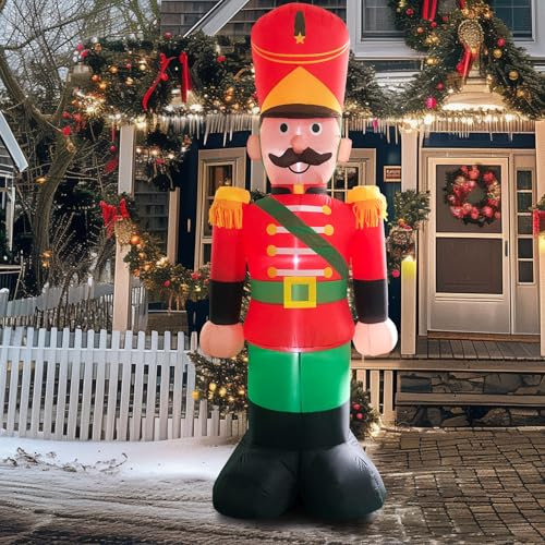 8 FT Christmas Nutcracker Soldier Inflatables Decorations with Led Light, Giant Blow Up Decoration for Outdoor, Xmas Decorations Holiday Outside Yard Garden Decor