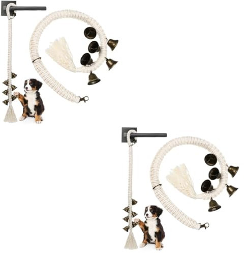 Toddmomy 2sets Handwoven Rope Dog Doorbells for Pet Training Door Handle Hanging Bells 2pcs*2