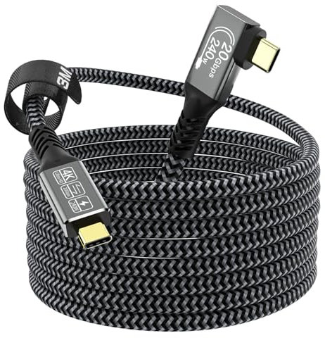 CAKOBLE Cable USB C To USB C 0.5M, USB 3.2 Gen2 data transfer type c,20 Gbps 240w,4K@144Hz usb c video cable,right angle usb c cable (3M-20Gbps 240W USB C)