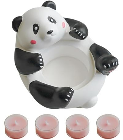 Portacandele – Supporto per aromaterapia, candele profumate, statua di panda, con 4 candele profumate, supporto lenitivo per centrotavola da tavolo
