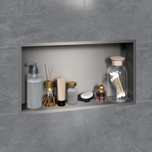 VILSTEIN Wandnische Dusche 30x60 cm [ROSTFREI] - Randlose Nische - Wandnische Silber - Einbauregal für Dusche im Aufputz - Duschnische aus Edelstahl - Versenkte Duschnische für das Badezimmer