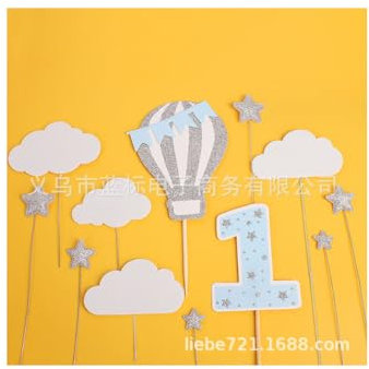 12 Pcs Happy 1st Birthday Cake Toppers, Party Cake Decorations Blue for Decorations, Personalised Cake Topper for Girl and Boy Babies 1st Birthday Card Insertions