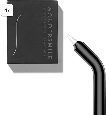 Wondersmile Periodontal Düse – Ersatzdüsen für Munddusche Waterflow - SmoothFlow-Technologie für optimale Zahn- & Zahnfleischpflege (Black, 4er Pack)