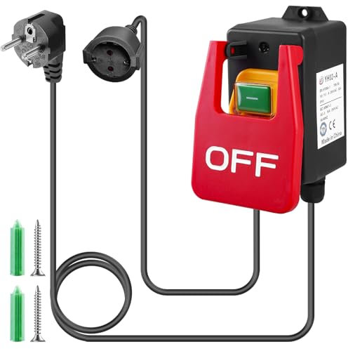 Interrupteur marche/arrêt monophasé 250 V - Interrupteur d'arrêt d'urgence - Interrupteur de sécurité avec prise - Interrupteur à pression électromagnétique - Interrupteur de machine pour table de