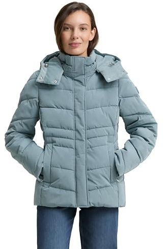Tom Tailor Damen Puffer-Jacke mit Abnehmbarer Kapuze