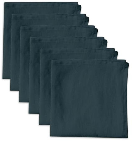 Linendo Leinenservietten, 100% reines Leinen, Marineblau, 38 x 38 cm, 6 Stück, europäischer Flachs, Servietten aus Leinen, Waschbar Wiederverwendbar Stoffservietten