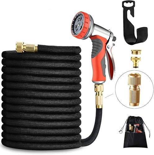 Hose Pipe,3X Expandable Garden Hose,30FT Hosepipe for Garden, Black Flexible Hose Pipe, Retractable Water Hoses, Expanding Hosepipe with Strongest Double Latex Core,with Metal Spray Gun