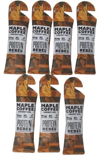 Maple Coffee 100% Natural Caffeine Energy Gels for Running, Cycling & Endurance - Easy to Digest Running Gels - 27g Carbs, 45mg Caffeine, Electrolytes (7 Sachets) by Protein Rebel
