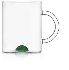 Ichendorf Milano Mug, grüner Punkt, Kollektion Luna, 40 cl, Borosilikatglas, handgefertigt