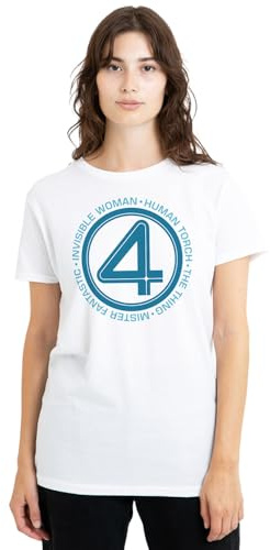 Marvel Press Womens Fantastic Four Superhero Team Ladies Shirt, White, White, M UK