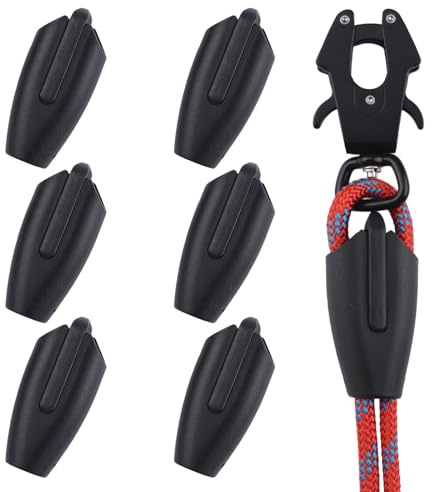 INCREWAY Set di clip per guinzaglio per animali domestici, clip a rana con 6 morsetti per corda riutilizzabili, clip di collegamento per corda in plastica con fibbia di bloccaggio in alluminio, clip