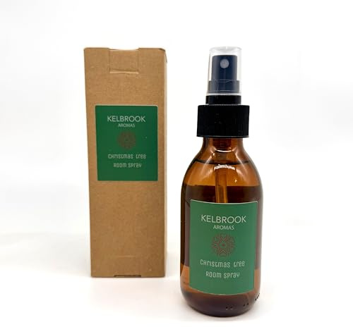 Kelbrook Aromas Christmas Tree Room Spray | Amber Glass Bottle with Spray Nozzle | Luxury Home Fragrance Mist with Presentation Box | 150ml | Vegan and Vegetarian Friendly | Made in the UK