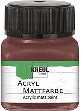 KREUL 75236 - Acryl Mattfarbe, rehbraun im 20 ml Glas, cremig deckende, schnelltrocknende Farbe auf Wasserbasis, für viele verschiedene Untergründe geeignet