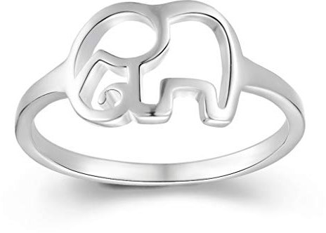 ELBLUVF Elefant 925 Sterling Silber Tier Glück Elefant Ring Schmuck Brautjungfer Geschenk Favor 57 (18.1)