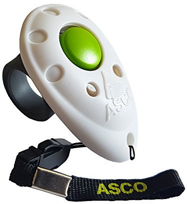 ASCO Finger Clicker, Premium Clicker für Clickertraining, Hunde Katzen Pferde Profi-Clicker, Hundetraining Klicker, weiß, AC05F