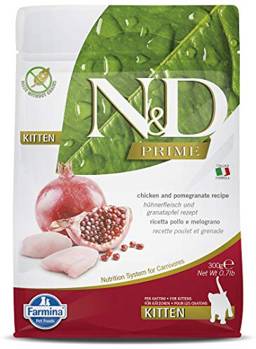 Farmina N&D Prime Kitten Pellets Katzenfutter(Trockenfutter, mit hochwertigen Vitaminen und natürliche Antioxidantien, ohne Mais, Zutaten: Huhn und Granatapfel, Portionsgröße: 300 g)