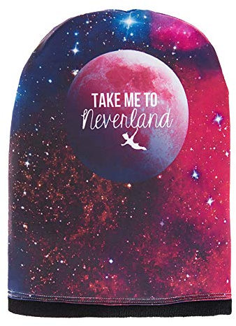 cosey - warme Slouch Beanie-Mütze im Take me to Neverland Design mit schwarzem Umschlag