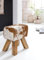 KADIMA Design Sitzhocker Ziegenfell Braun Massivholz Springbock Fußhocker Turnhocker