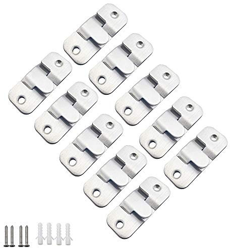 MZMing 10 Paar [20 Stück] Unterputz Verdeckte Halterung Ineinandergreifende Schnalle Kopfteil Möbelverbinder Haken Edelstahl Wandhalterung Eisenwaren Aufhängen von Bildern Spiegeln Rahmen usw.