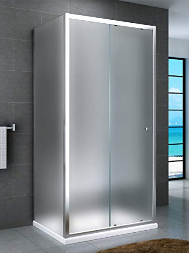 Yellowshop - Box Doccia 3 lati cristallo 6 mm puntinato opaco o trasparente anta scorrevole da Cm 100, 120, 140, 160 Struttura In Alluminio H. Cm 190 Serie Smart