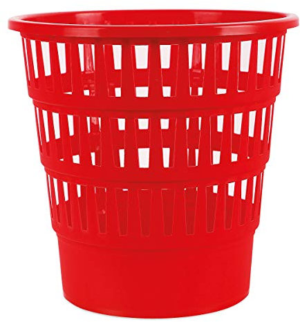 Office Products Model 19053621-04 - Papelera de plástico (16 L, diseño para oficina, cocina, 1 unidad, color rojo, elegante y práctica, resistente a las grietas, tamaño: 30,8 x 31 x 30,8 cm)