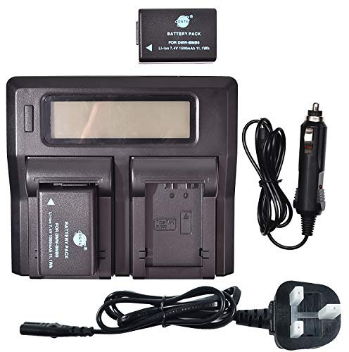 DMW-BMB9 DSTE Replacement Battery (2-Pack) and Rapid LCD Dual Charger Compatible for Panasonic Lumix DMC-FZ45 DMC-FZ47 DMC-FZ48 DMC-FZ72 DMC-FZ100 DMC-FZ150 V-Lux2 V-Lux3 Camera as Leica BP-DC9
