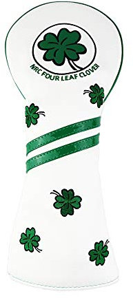HELLO NRC Golf Head Covers Club Covers for Driver Fairway Woods Hybrid Clover Lucky Protector Headcover PU Leather with Interchangeable Number Tag …
