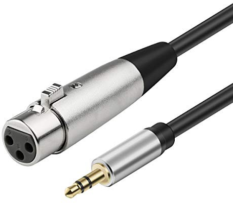 Powboro XLR to 3.5mm Stereo Microphone Cable,3.5mm Male to XLR Female Stereo Audio Adapter Cable for Laptop,Camera,Sound,DV(Sliver)