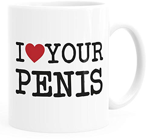 MoonWorks® Kaffee-Tasse Spruch I love my Penis/Pimmel Boobs I love your Boobs/Penis Bürotasse lustige ironische Kaffeebecher your Penis weiß Keramik-Tasse