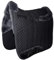 Engel Reitsport | SCHABRA4-D-SCH-ANT | Schabracke | Lammfell im Sattelbereich - Half Lined | Steppstoff | Fellkranz vorne & hinten | Dressur | Stoff schwarz Fell anthrazit