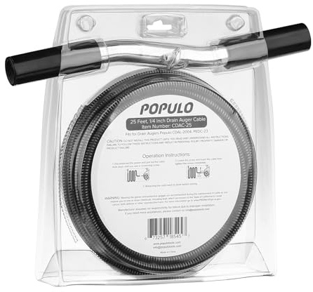 POPULO 7,6 m austauschbares Kabel, kompatibel mit POPULO elektrischer Ablaufschnecke (CADL-2004, PEDC-23), unterstützt manuelle Bedienung.
