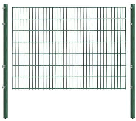 Doppelstabmattenzaun - Komplettset inkl. Pfosten (60x40mm) und Montagematerial - Verschiedene Längen und Höhen – Grün oder Anthrazit (L 8 m - H 143 cm, grün)