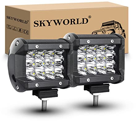 SKYWORLD 2Pcs Led Arbeitsscheinwerfer, 4 Zoll 10 cm 36W LED Scheinwerfer 12V 24V Spotlight Zusatzscheinwerfer Wasserdicht Arbeitslicht Rückfahrscheinwerfer für Auto Traktor Offroad SUV UTV ATV