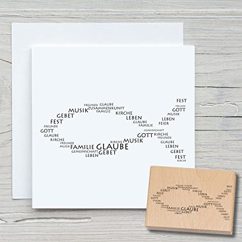 NEWSTAMPS Stempel Text in Fischform Motivstempel groß aus Holz & Gummi zum Karten und Geschenke basteln, Holzstempel für Sprüche, Spruchstempel, Textstempel, Schrift, Scrapbook, Textilstempel, Deko