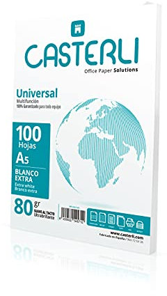 CASTERLI - Folien und Papier A5, 100 Blatt, Weiß, 80 g/m², Extra Weiß, Mehrzweckpapier