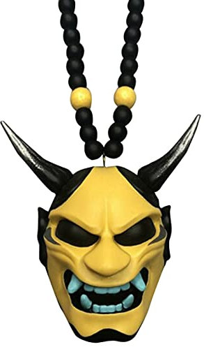 Syfinee Hannya Japanische Oni-Maske Anhänger – Samurai Kabuto Helm Auto Rückspiegel Anhänger, Japanischer Samurai Assassin Demon Oni Auto-Dekoration Auto Ornament
