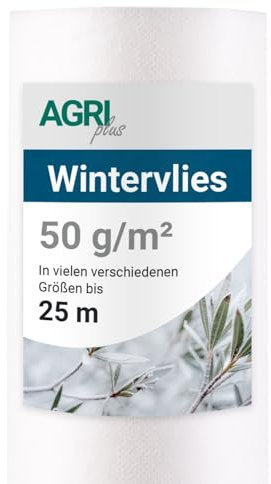 AGRI plus Winterschutzvlies 1,20 x 25 m I Frostschutzvlies für Pflanzen & Töpfe I Hochwertiges Vlies mit 50 g/m² I Reißfestes Gartenvlies aus Polypropylen I Pflanzenvlies zur Überwinterung