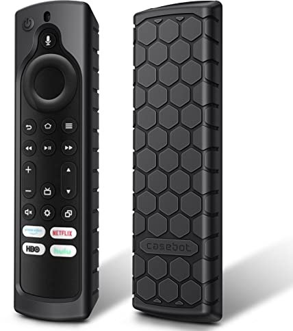 Fintie Silikon-Schutzhülle für Fire TV Stick 4K Max (2. Gen.)/Toshiba/Insignia/Pioneer/2-Serie/4-Serie/Omni Fire TV-Fernbedienung, rutschfest, stoßfest, Alexa Enhanced Sprachfernbedienung, Schwarz