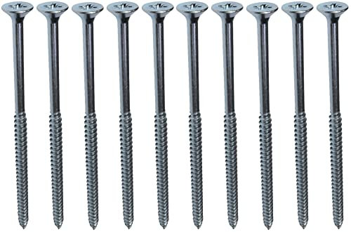 AERZETIX - C44838 - Juego de 10 - Tornillo para madera - Ø5x110mm - acero galvanizado - metal - cabeza fresada - huella cruciforme Pozidriv - color plata