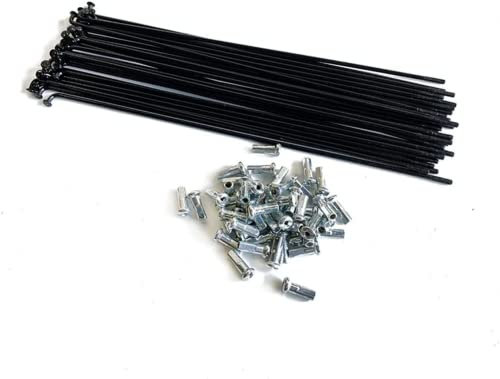 WLKY J Bend - Radios para bicicleta eléctrica (40 unidades, acero al carbono, con 12 mm, 100 ~ 292 mm, 250 mm), color negro