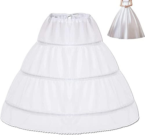 APRRMLIZW Petticoat für Mädchen, Weiß, 38, Polyester, Prinzessinnen-Schnitt, Unterrock, 3 Hoop, Hochzeitskleid, Ballkleid, Brautjungfer, Geburtstage, Kinder