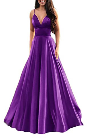 ORANDESIGNE Vestito Donna Elegante Lungo Cerimonia Curvy Matrimonio Cocktail Abito Sera Cocktail Damigella d'Onore Vestitino Banchetto Prendisole Vestiti 01 Viola S